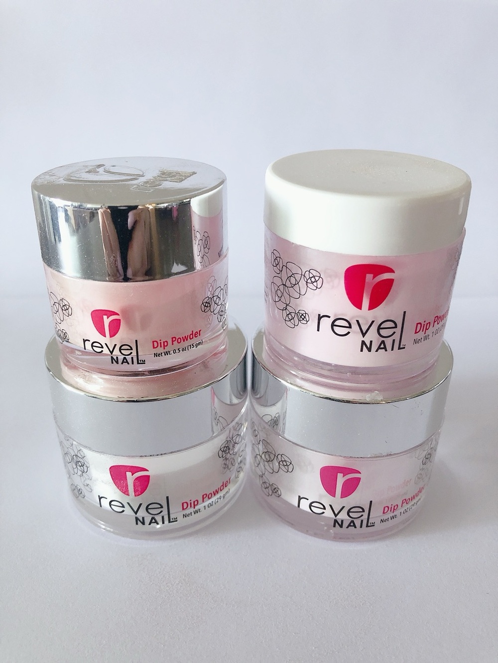 Revel Nail Dip Powder Set Soft Pink Shades & clear manicure and pedicure